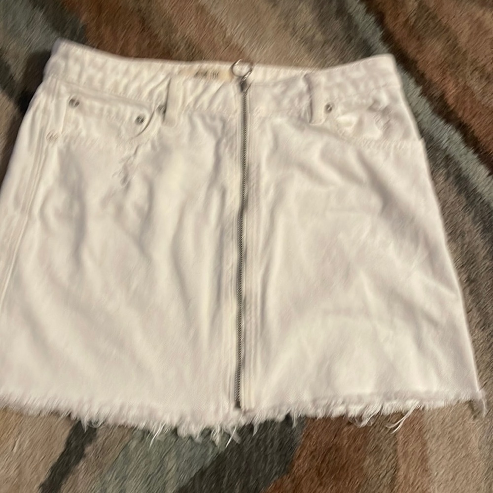 Size 28 free people mini skirt, white denim